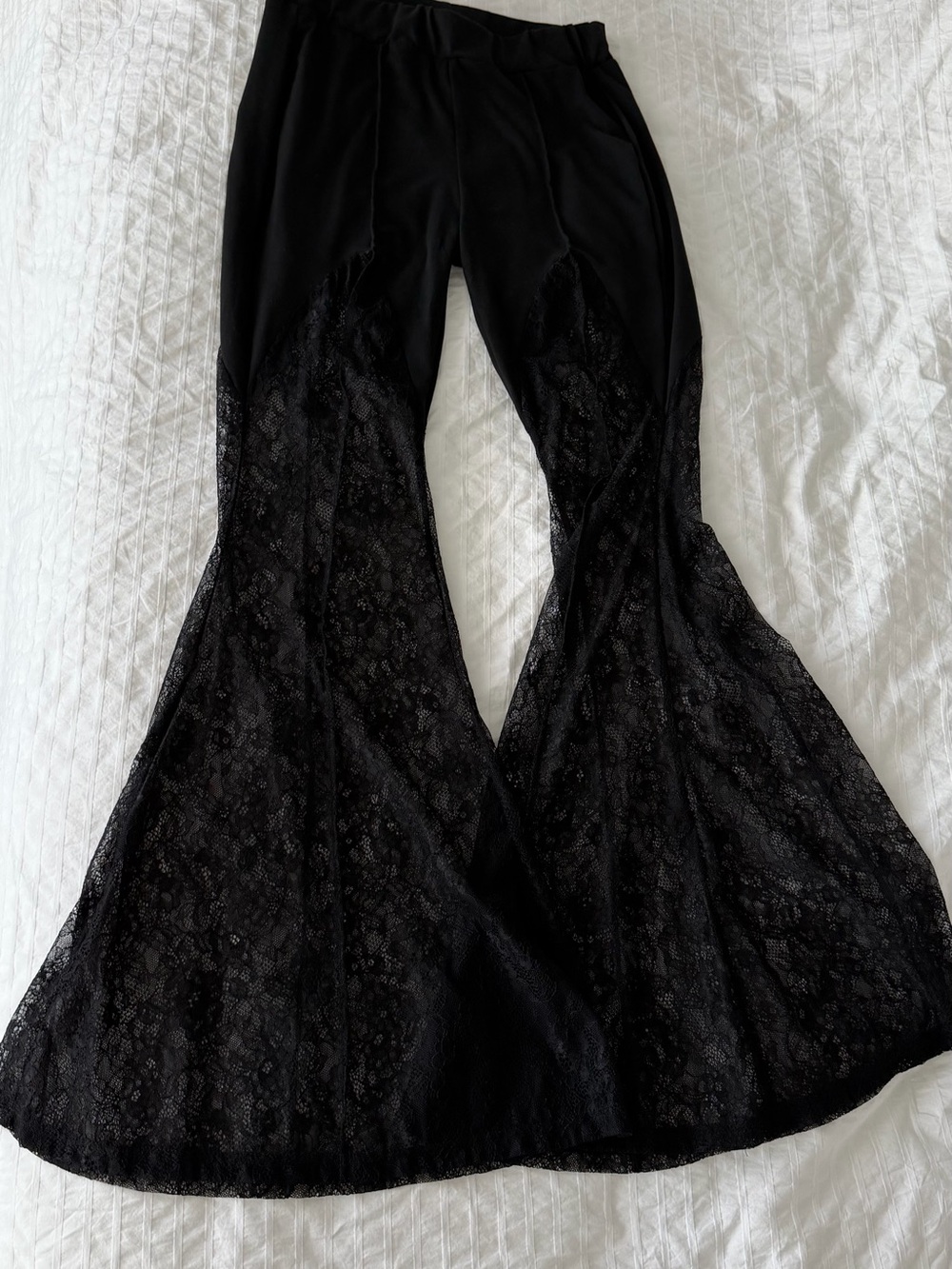 SHEIN Black Lace Boot Cut Flare Pants